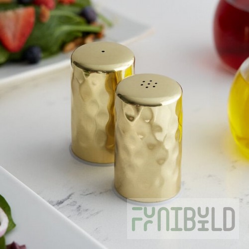 American Metalcraft GHSP2 2 oz. Gold Hammered Finish Salt and Pepper Shaker Set