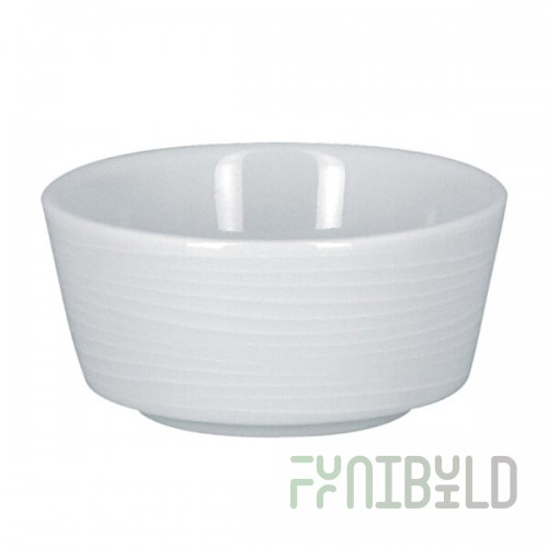 RAK Porcelain Helm 2.7 oz. Bright White Embossed Round Porcelain Butter Ramekin - 12/Case