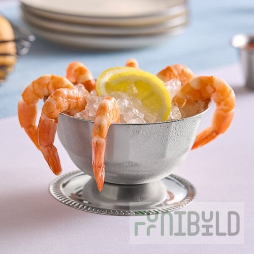 Vollrath 46701 16 oz. Seafood Supreme Paneled Stainless Steel Bowl with Gadroon Base
