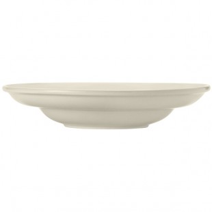 Libbey Porcelana Cream 56.5 oz. Cream White Wide Rim Rolled Edge Porcelain Pasta Bowl - 6/Case