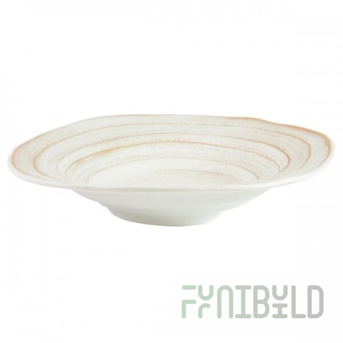 Elite Global Solutions M18BST-OWD Della Terra Melamine Stoneware 4.75 Qt. Off White Irregular Round Serving Bowl