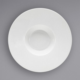 Schonwald 9400130 Connect 10.25 oz. Continental White Porcelain Gourmet Deep Plate with Rim - 6/Case