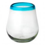10 Strawberry Street Aqua Rim 16 oz. Stemless Wine Glass - 6/Case 10 Strawberry Street Aqua Rim 16 oz. Stemless Wine Glass - 6/Case
