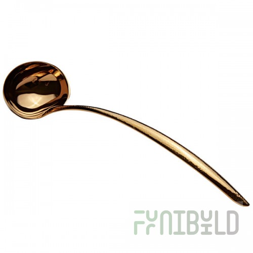 Bon Chef 9456HFG 6 oz. Gold Hammered Stainless Steel Serving Ladle with Hollow Cool Handle