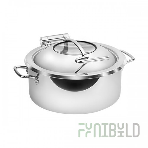 Eastern Tabletop Mini 6 Qt. Round Induction Chafer with Glass Cover 5986G