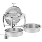 Acopa Heavy Weight 6.5 Qt. Round Dripless Stackable Stainless Steel Roll Top Chafer