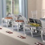 Acopa Heavy Weight 6.5 Qt. Round Dripless Stackable Stainless Steel Roll Top Chafer