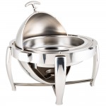 Acopa Heavy Weight 6.5 Qt. Round Dripless Stackable Stainless Steel Roll Top Chafer