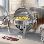 Acopa Heavy Weight 6.5 Qt. Round Dripless Stackable Stainless Steel Roll Top Chafer