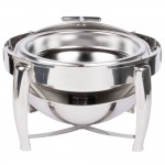Acopa Heavy Weight 6.5 Qt. Round Dripless Stackable Stainless Steel Roll Top Chafer