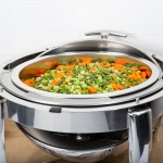 Acopa Heavy Weight 6.5 Qt. Round Dripless Stackable Stainless Steel Roll Top Chafer