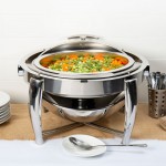 Acopa Heavy Weight 6.5 Qt. Round Dripless Stackable Stainless Steel Roll Top Chafer