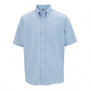 Edwards 1027 Men's Customizable Blue Short Sleeve Wrinkle-Resistant Easy-Care Oxford Dress Shirt with Soil Release - XL Edwards 1027 Men's Customizable Blue Short Sleeve Wrinkle-Resistant Easy-Care Oxford Dress Shirt with Soil Release - XL