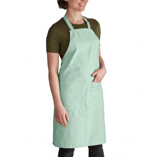 Intedge Seafoam Green Adjustable Poly-Cotton Bib Apron with 2 Pockets - 32