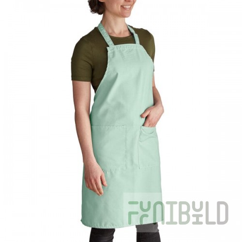 Intedge Seafoam Green Adjustable Poly-Cotton Bib Apron with 2 Pockets - 32