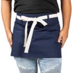 Uncommon Chef 3103 Pinstripe Customizable 100% Cotton Denim Beltway Waist Apron with Natural Webbing and 3 Pockets - 14
