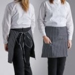 Choice Gray Poly-Cotton Half Bistro Apron with 2 Pockets - 18