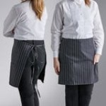 Choice Gray Poly-Cotton Half Bistro Apron with 2 Pockets - 18
