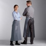 Choice Gray Poly-Cotton Half Bistro Apron with 2 Pockets - 18