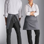 Choice Gray Poly-Cotton Half Bistro Apron with 2 Pockets - 18