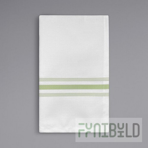 Oxford Super Blend Sage Green 100% Spun Polyester Bistro Striped Cloth Napkins 18