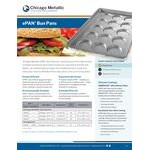 Chicago Metallic 42425 Glazed Aluminized Steel 15 Mold 3.42 oz. Individual ePAN Hamburger Bun / Muffin Top / Cookie Pan - 17 11/16 Chicago Metallic 42425 Glazed Aluminized Steel 15 Mold 3.42 oz. Individual ePAN Hamburger Bun / Muffin Top / Cookie Pan - 17 11/16