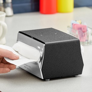 Dixie 105 Capacity Black Fullfold Two-Sided Tabletop Napkin Dispenser with Chrome Faceplate