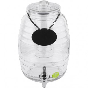 TableCraft 2.5 Gallon Beehive Glass Beverage Dispenser with Chalkboard Sign BDG1000