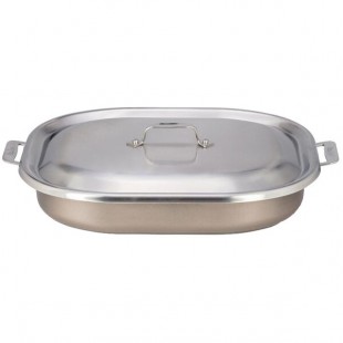 Bon Chef 60023CLDTAUPE Cucina 5 Qt. Taupe Stainless Steel Roasting Pan with Lid - 14 7/8 Bon Chef 60023CLDTAUPE Cucina 5 Qt. Taupe Stainless Steel Roasting Pan with Lid - 14 7/8