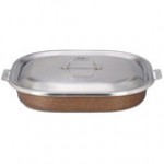 Bon Chef 60023CLDTAUPE Cucina 5 Qt. Taupe Stainless Steel Roasting Pan with Lid - 14 7/8