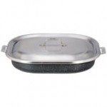 Bon Chef 60023CLDTAUPE Cucina 5 Qt. Taupe Stainless Steel Roasting Pan with Lid - 14 7/8