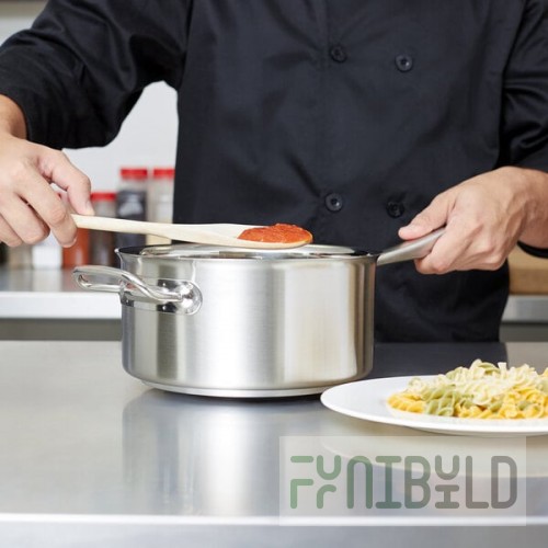 Vollrath 47742 Intrigue 4.25 Qt. Stainless Steel Sauce Pan with Aluminum-Clad Bottom
