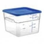 Vigor 12 Qt. Clear Square Polycarbonate Food Storage Container and Blue Lid - 6/Pack