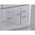 Vigor 12 Qt. Clear Square Polycarbonate Food Storage Container and Blue Lid - 6/Pack