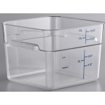 Vigor 12 Qt. Clear Square Polycarbonate Food Storage Container and Blue Lid - 6/Pack