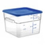 Vigor 12 Qt. Clear Square Polycarbonate Food Storage Container and Blue Lid - 6/Pack