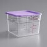 Vigor 12 Qt. Clear Square Polycarbonate Food Storage Container and Blue Lid - 6/Pack