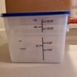 Vigor 12 Qt. Clear Square Polycarbonate Food Storage Container and Blue Lid - 6/Pack