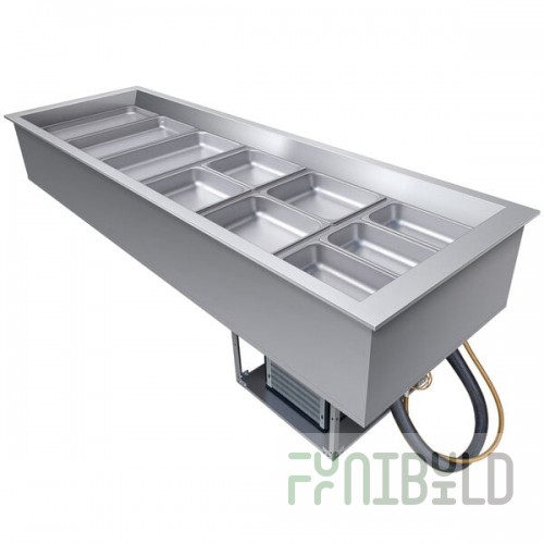 Hatco CWBP-6 Six Pan Slanted Drop-In Refrigerated Cold Food Well with Drain - 120V
