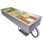 Hatco CWBP-6 Six Pan Slanted Drop-In Refrigerated Cold Food Well with Drain - 120V Hatco CWBP-6 Six Pan Slanted Drop-In Refrigerated Cold Food Well with Drain - 120V