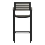 Flash Furniture Lark Gray Wash Faux Teak Slat Stackable Barstool with Arms Flash Furniture Lark Gray Wash Faux Teak Slat Stackable Barstool with Arms