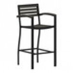 Flash Furniture Lark Gray Wash Faux Teak Slat Stackable Barstool with Arms Flash Furniture Lark Gray Wash Faux Teak Slat Stackable Barstool with Arms