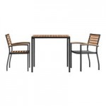 Flash Furniture Lark Gray Wash Faux Teak Slat Stackable Barstool with Arms Flash Furniture Lark Gray Wash Faux Teak Slat Stackable Barstool with Arms
