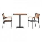 Flash Furniture Lark Gray Wash Faux Teak Slat Stackable Barstool with Arms Flash Furniture Lark Gray Wash Faux Teak Slat Stackable Barstool with Arms