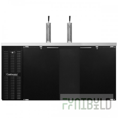 Continental Refrigerator KC69S-N Double Tap Kegerator Beer Dispenser, Shallow Depth - Black, (3) 1/2 Keg Capacity