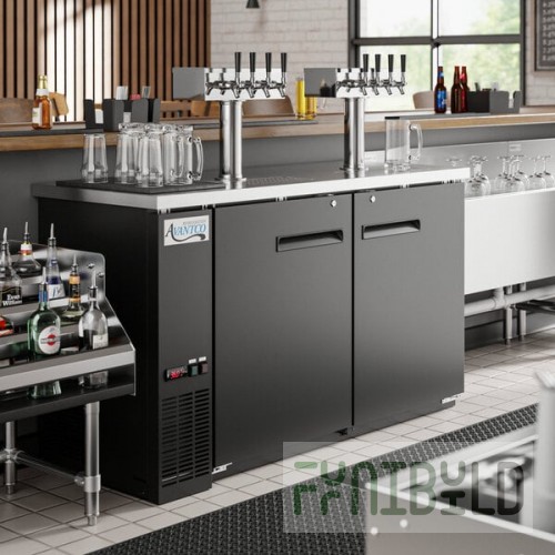 Avantco UDD-60-HC (2) Four Tap Shallow Depth Kegerator Beer Dispenser - Black, (2) 1/2 Keg Capacity