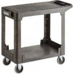 Lavex Medium Black 2-Shelf Utility Cart with Flat Top and Built-In Tool Compartment - 38 Lavex Medium Black 2-Shelf Utility Cart with Flat Top and Built-In Tool Compartment - 38
