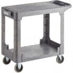 Lavex Medium Black 2-Shelf Utility Cart with Flat Top and Built-In Tool Compartment - 38 Lavex Medium Black 2-Shelf Utility Cart with Flat Top and Built-In Tool Compartment - 38