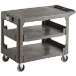 Lavex Medium Black 2-Shelf Utility Cart with Flat Top and Built-In Tool Compartment - 38 Lavex Medium Black 2-Shelf Utility Cart with Flat Top and Built-In Tool Compartment - 38