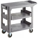 Lavex Medium Black 2-Shelf Utility Cart with Flat Top and Built-In Tool Compartment - 38 Lavex Medium Black 2-Shelf Utility Cart with Flat Top and Built-In Tool Compartment - 38
